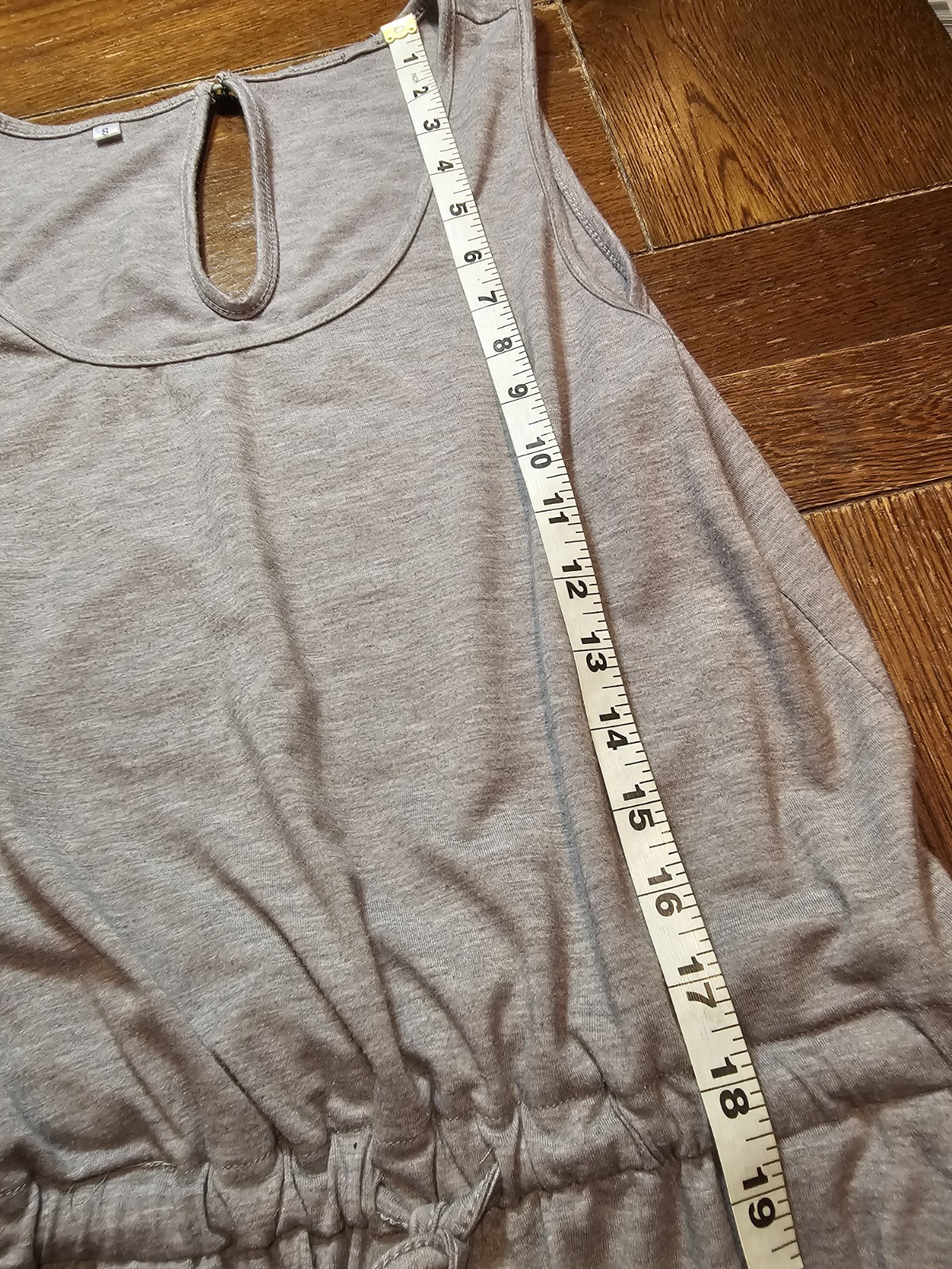 Women’s Gray Casual Sleeveless Tank Jumpsuit With Tapered Leg Ankle Size Small