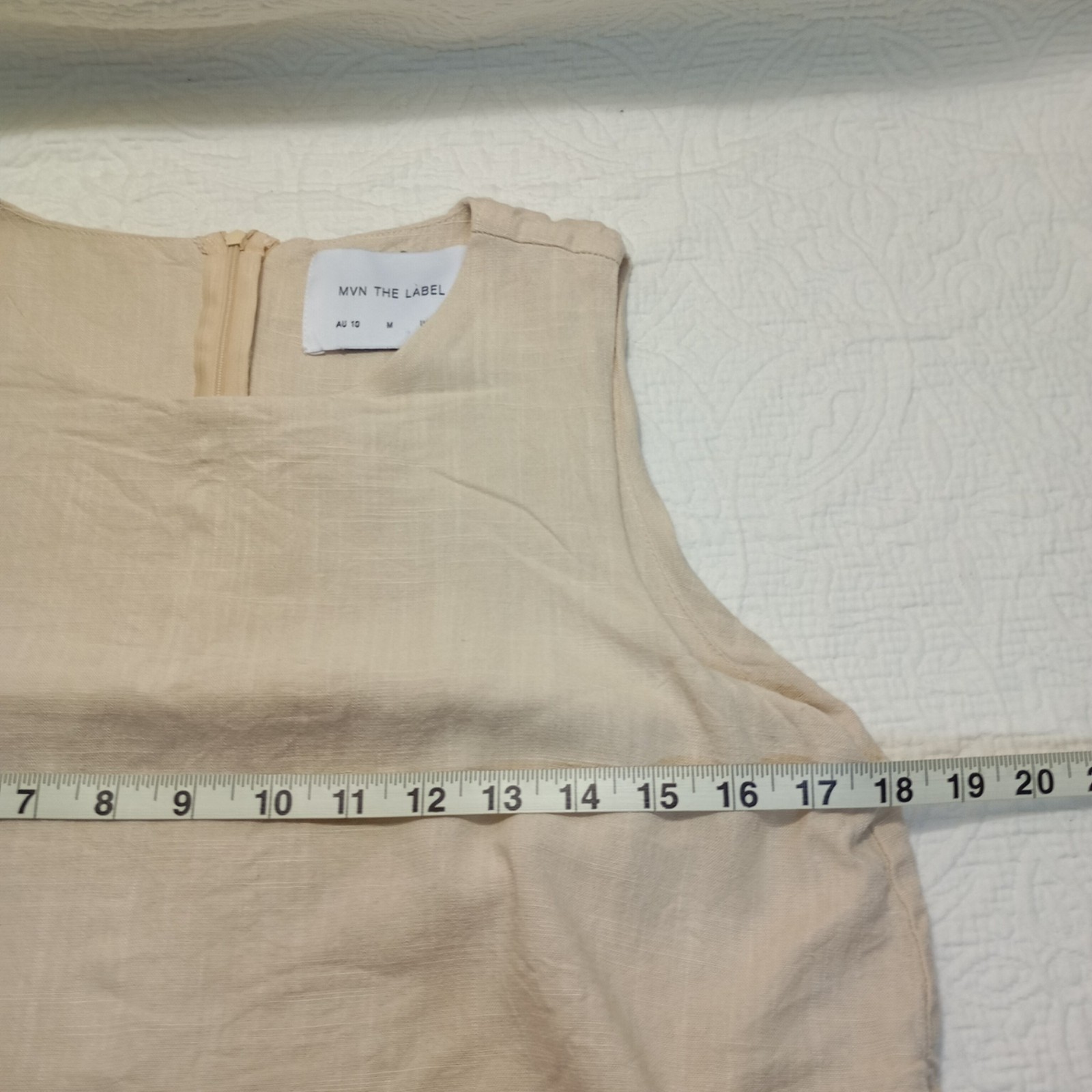 MVN The Label Jumpsuit Beige Sz M Linen Blend Relaxed Fit Lightweight Fabric