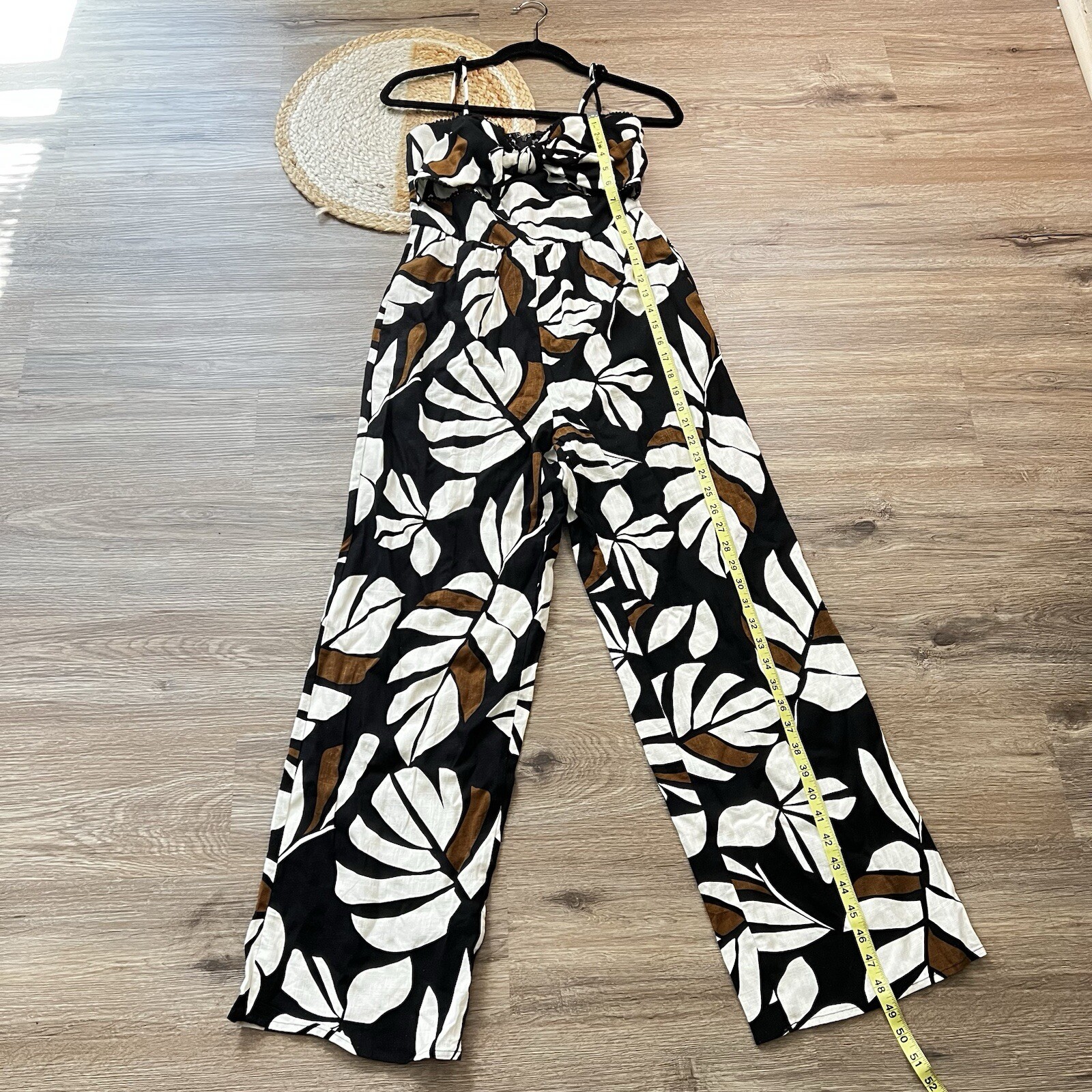 AUDREY PARKS X FRANCESCA’S Jaiden Plam Pom Pom Trim Jumpsuit Retail $66