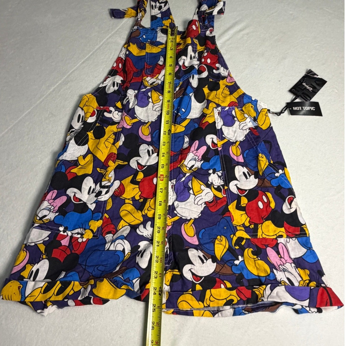 NWT Disney Mickey The Sensational Six Tie Linen Rayon Shortalls Size Small