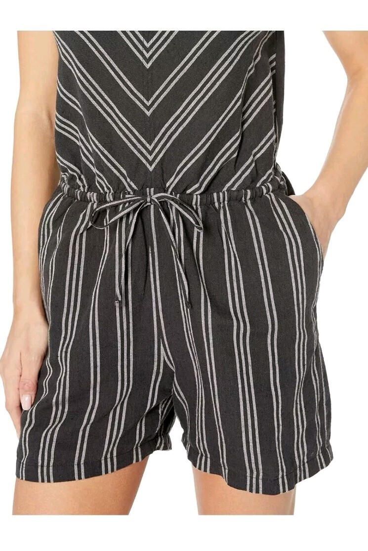 Amazon Essentials Women’s Linen Cotton Blend Romper Shortalls Stretch Size 12