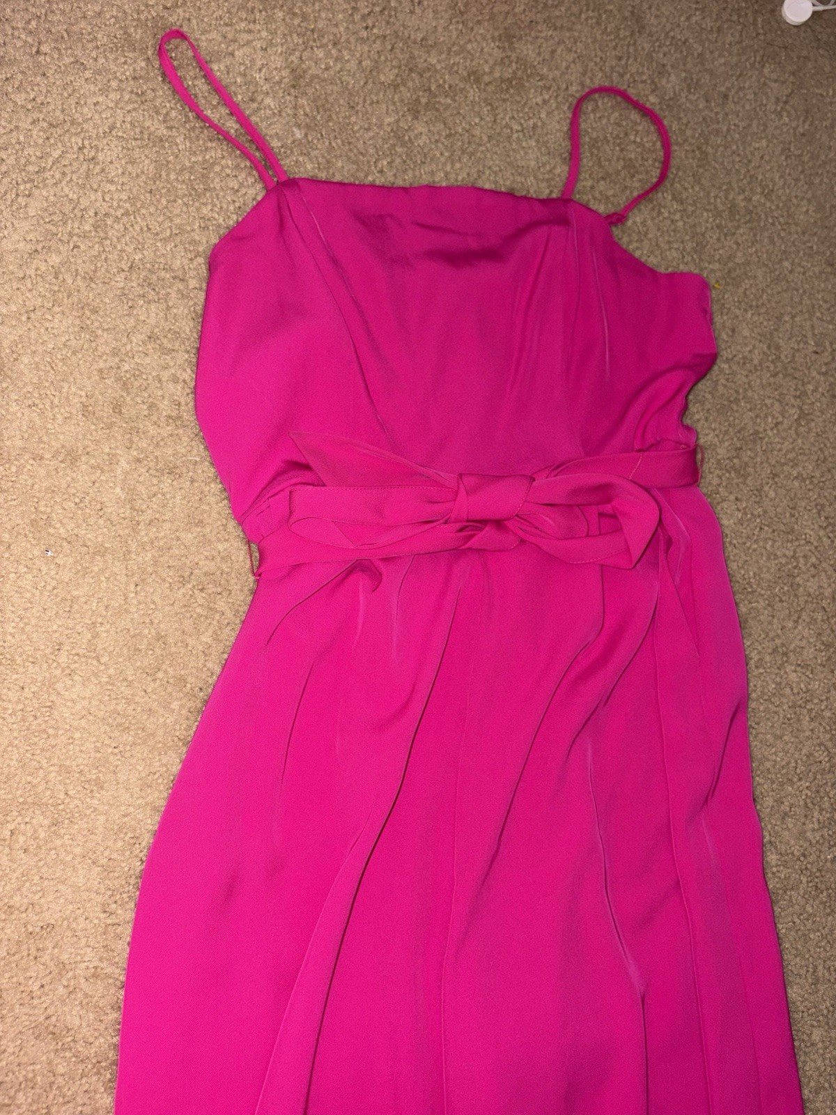 Nine West Pink Wide-Leg Jumpsuit M V-Neck Spaghetti Strap waist tie