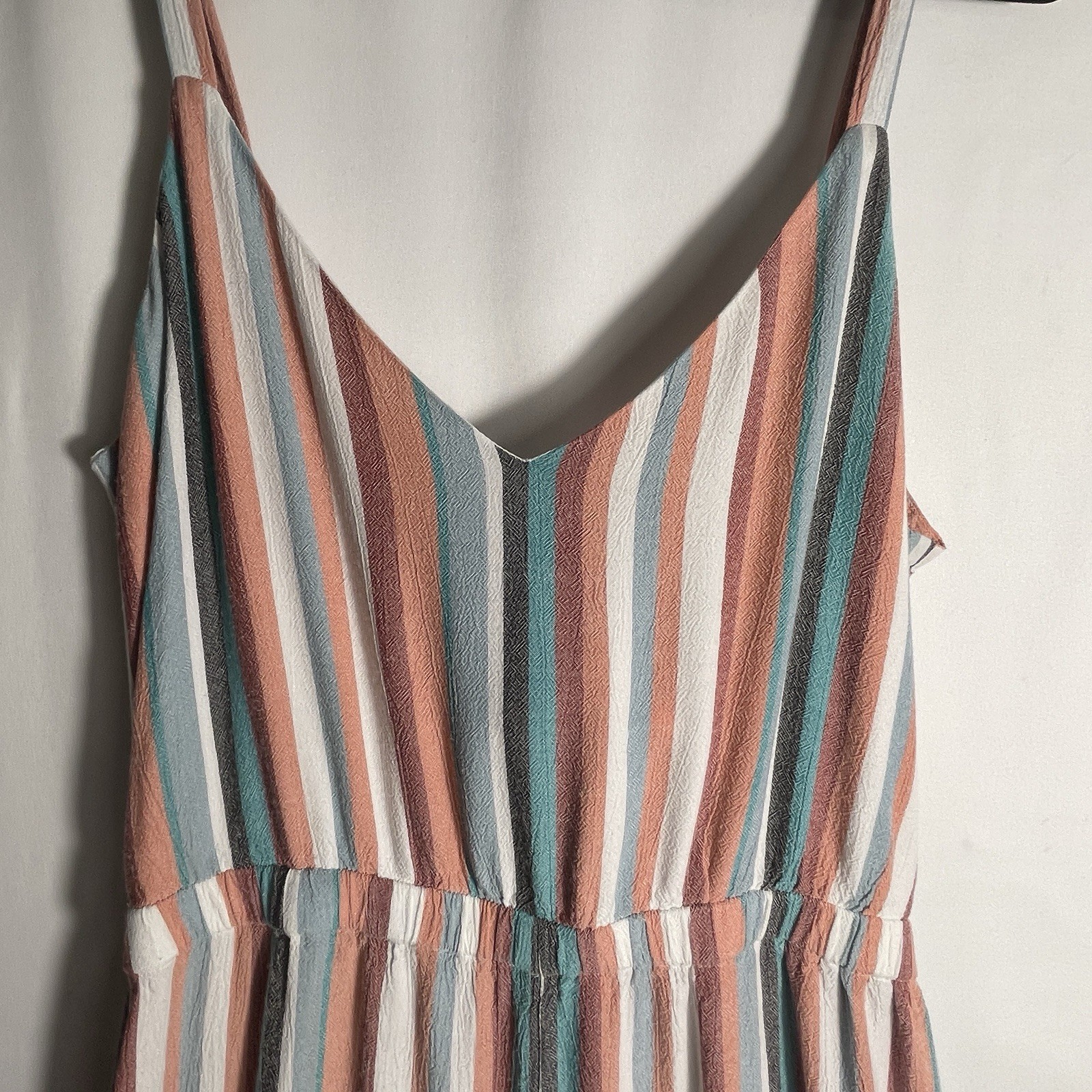 Womens Striped Jumpsuit Coastal Beach Resort Boho Chic Festival Colorful Sz M
