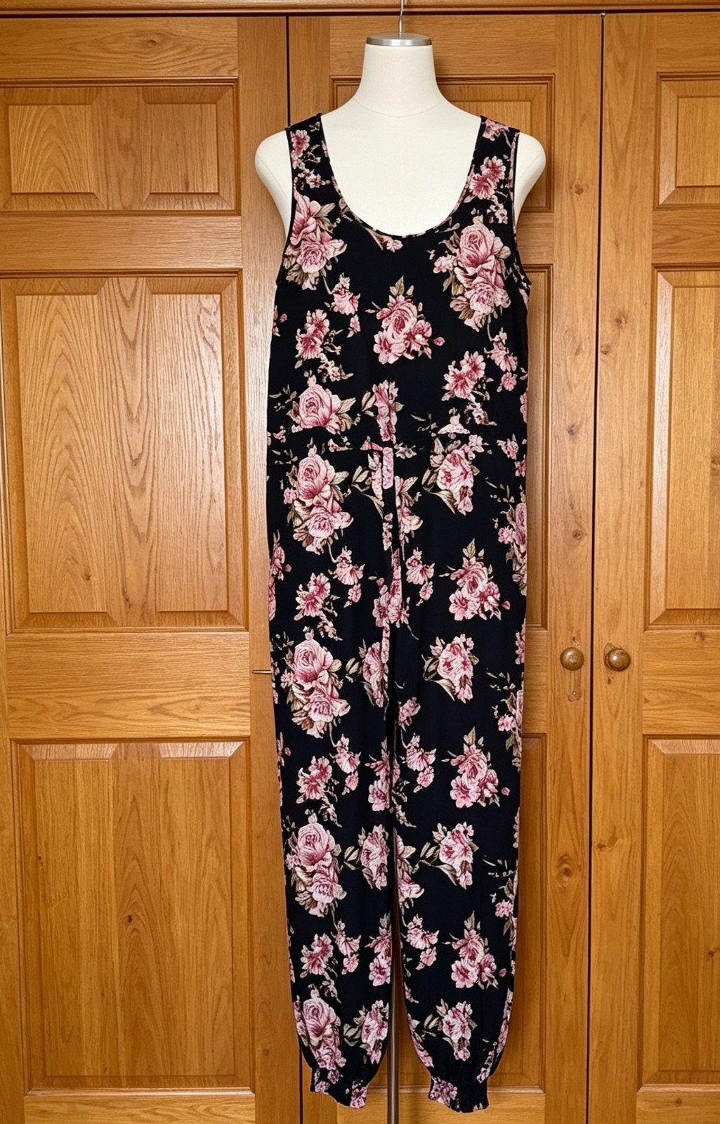 Atmosphere Black Floral Jumpsuit Size UK 12 Summer Holiday Beach Festival