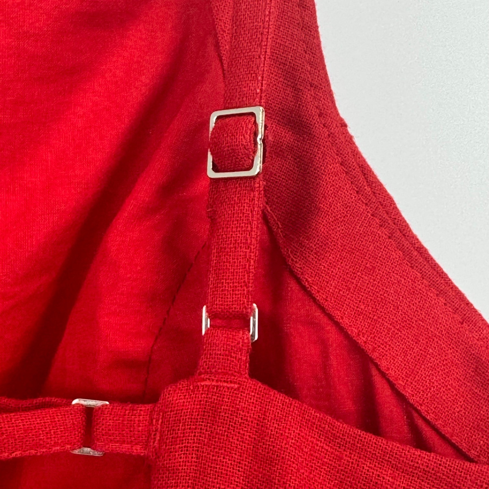Abercrombie & Fitch Red Linen Blend Apron Neck Romper XST Tall NWT