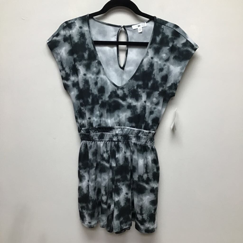 BP Womens Romper Playsuit Black Tie Dye Keyhole V Neck Cap Sleeve XXS New
