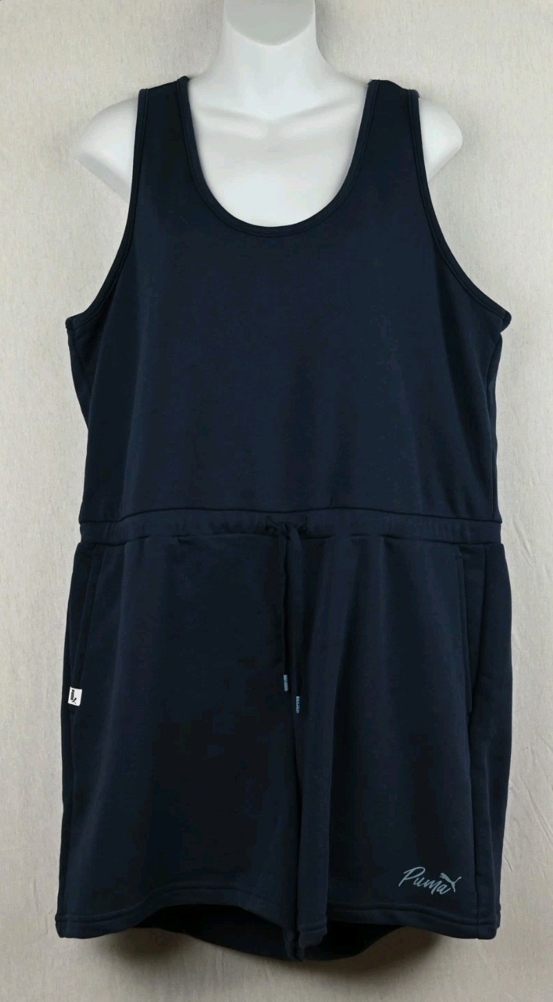 PUMA Womens Live In Romper Blue Drawstring Logo Sports Athletic Size XL NWT