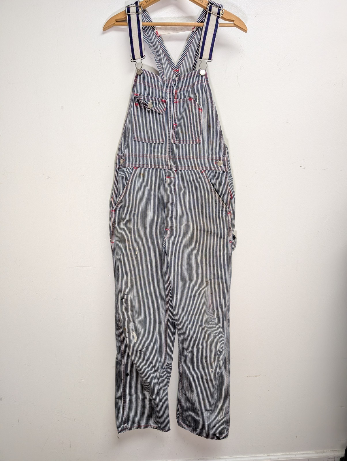 VTG MADEWELL Overalls Denim Hickory Stripe Workwear Distressed Sz S / XS