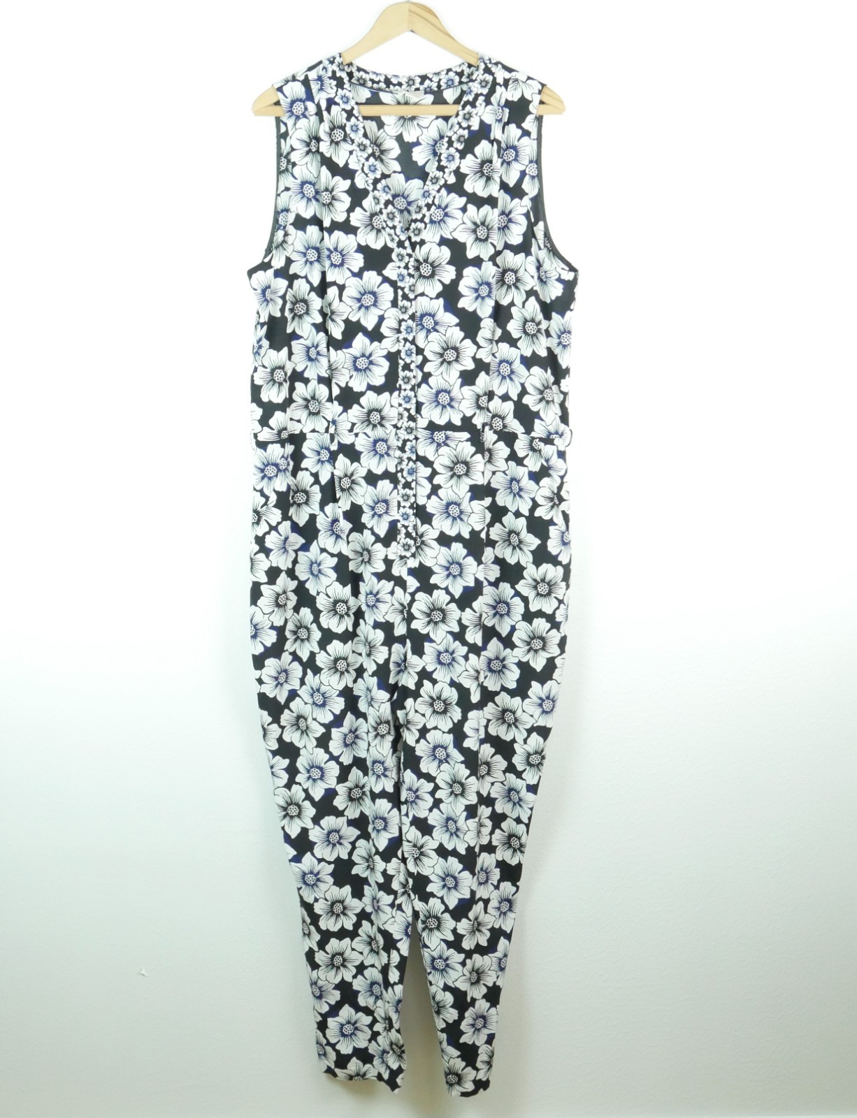 Kate Spade Floral Hollyhock Jumpsuit XXL Silk Blend NO BELT Preppy Spring Summer