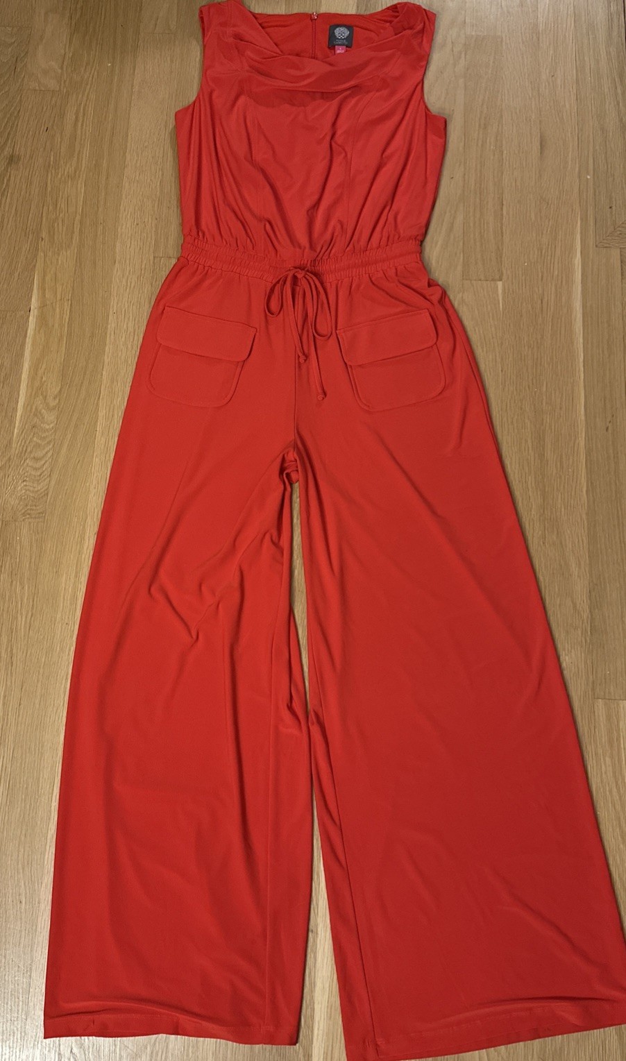 Vince Camuto Red Sleeveless Wide Leg Cowl-neck Jumpsuit Pantsuit Flowy Sz Small