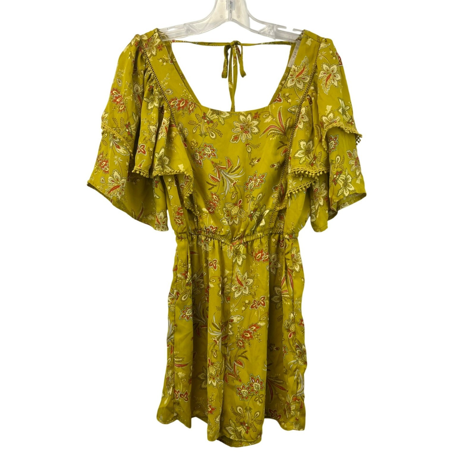 Chelsea & Violet Floral Romper Short Sleeve Keyhole Back Multicolor Size XS