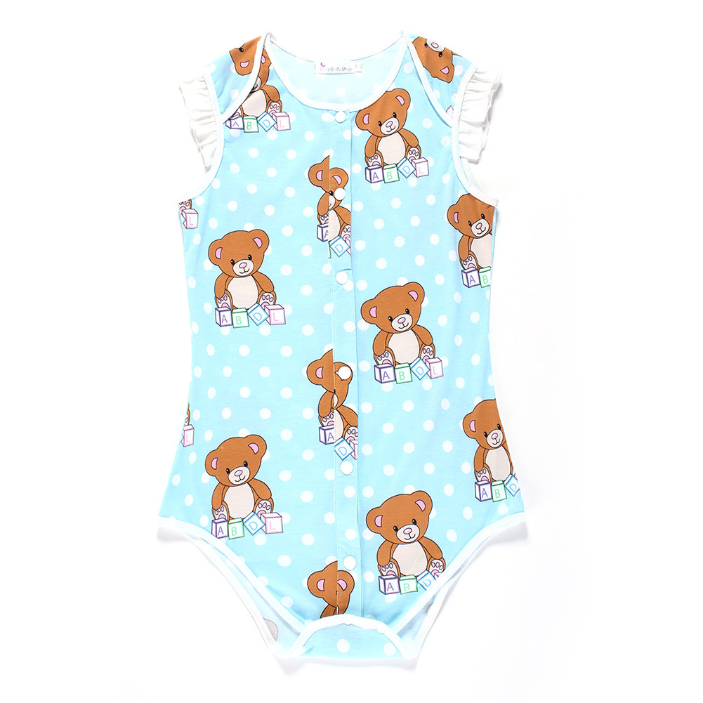 Adult Snap Crotch Romper, Button Down, Nursery Bear