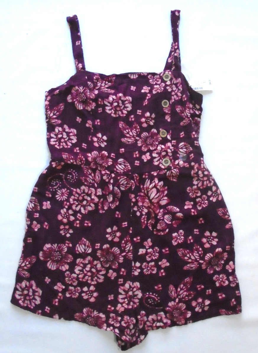 NWT Women’s Large Aeropostale Wine Floral Romper Tank Shorts with Pockets