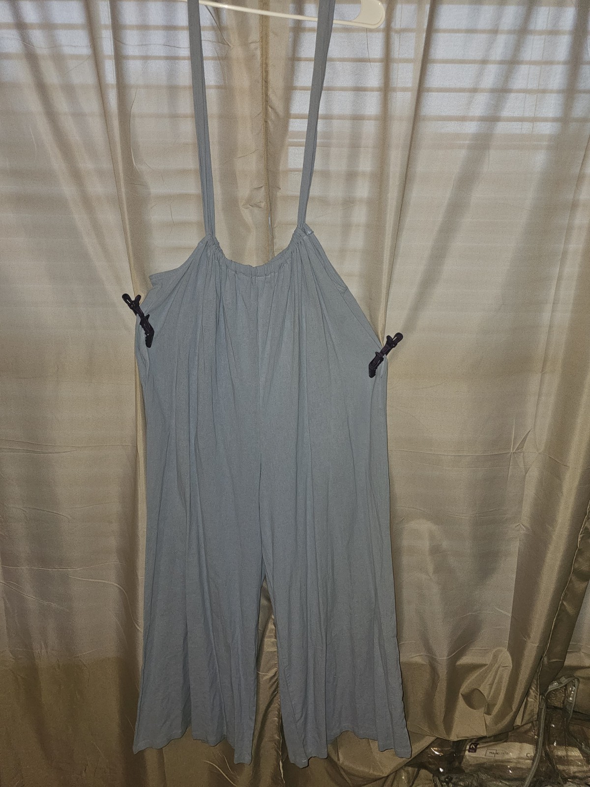 Chic Me Blue Solid Sleeveless Wide-Leg Jumpsuit w/ Bow Tie Accent & pockets XL