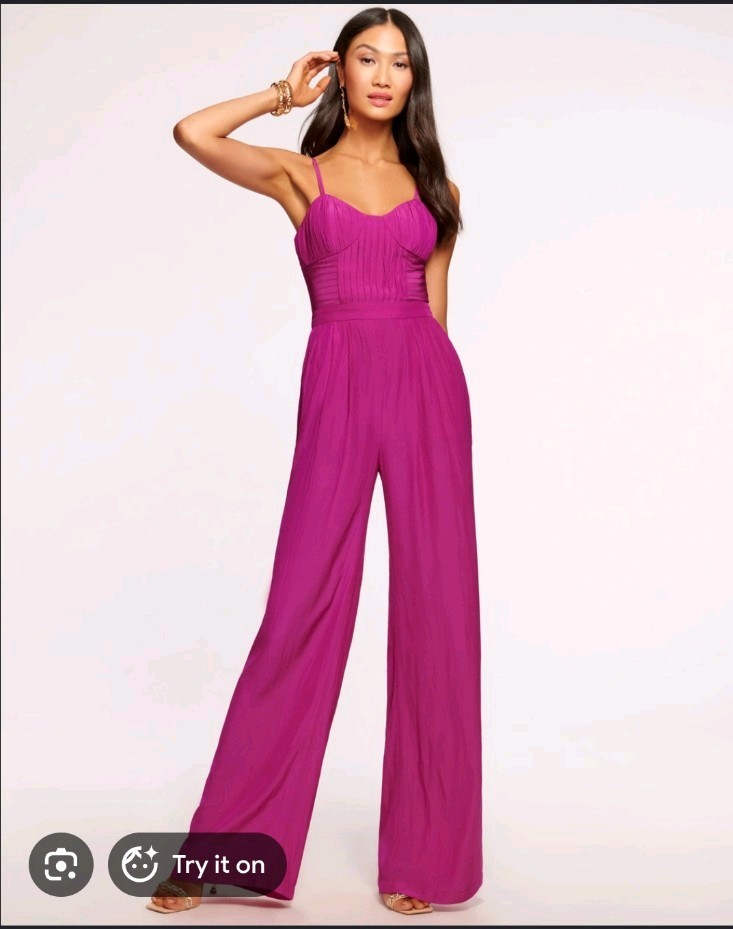 Ramy Brook Women’s Loretta Pink Corsette Wide Leg Boho Jumpsuit Sz 8 NWT