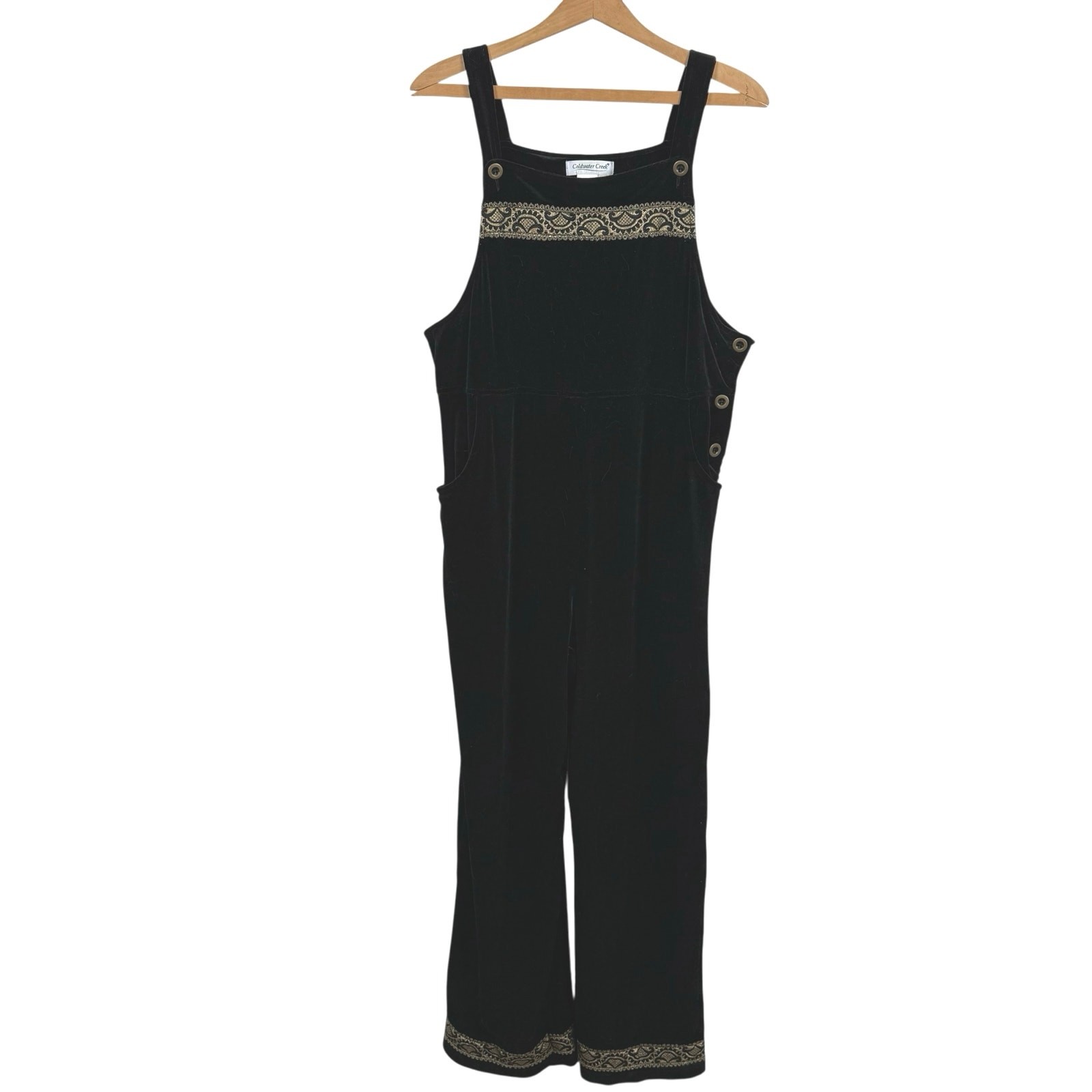 Coldwater Creek Women Velour Overalls Size MP Whimsigoth Boho 90s Indie Grunge