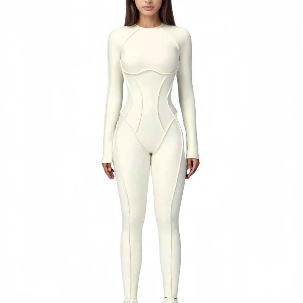 Anna-Kaci Active Women’s Long Sleeve Fitted One-Piece Activewear Jumpsuit XL