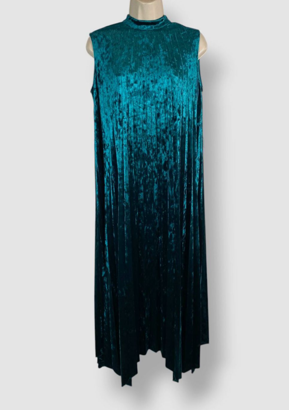 Tahari Asl Women Green Velvet Pleated Midi Dress Petite Size 8P