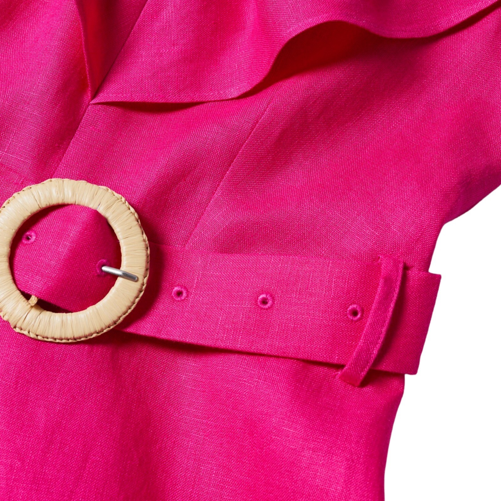 Mango Belted Linen Romper | Fuchsia | Large