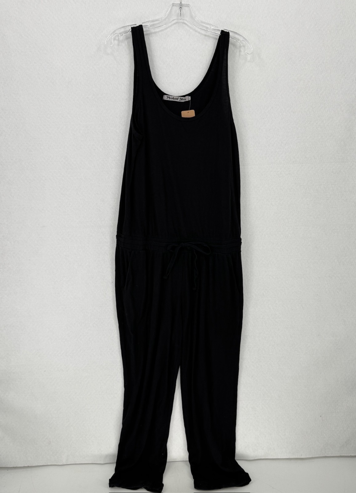 Michael Stars Womens Black Cotton Modal Jersey Scoop Neck Tank Jumpsuit Sz L NEW