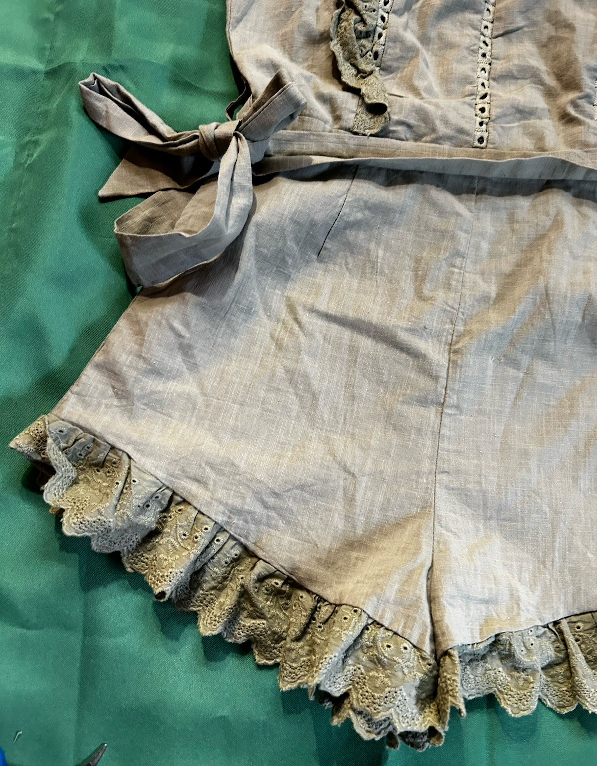 Ruffle Romper Juniors Medium 100% Cotton Forest Fairy Boho Festival Cottage Sage
