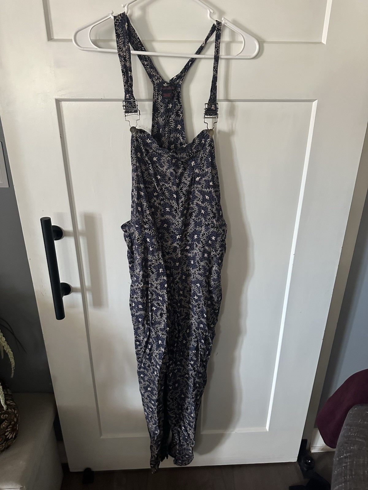 Imaginary Voyage Navy Blue Rayon Women’s Jumpsuit Overalls Large Waist 16 In