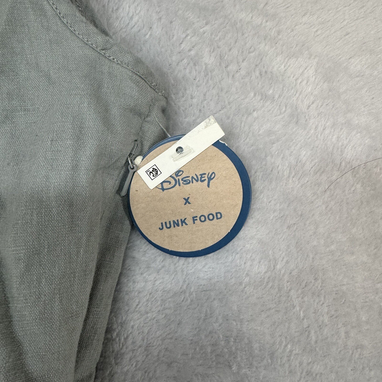 Junk Food Women Size M Disney Mickey Mouse Gray Embroidered Linen Blend Romper