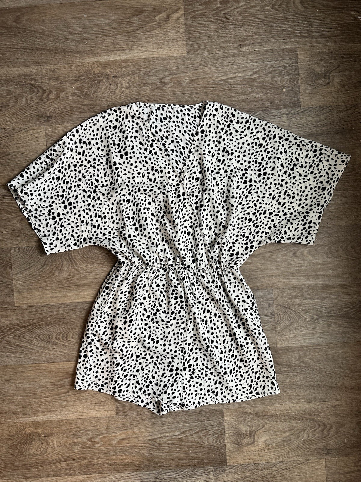 Pretty Garden Black White Animal Spot Romper Medium Shorts Jumpsuit Pockets