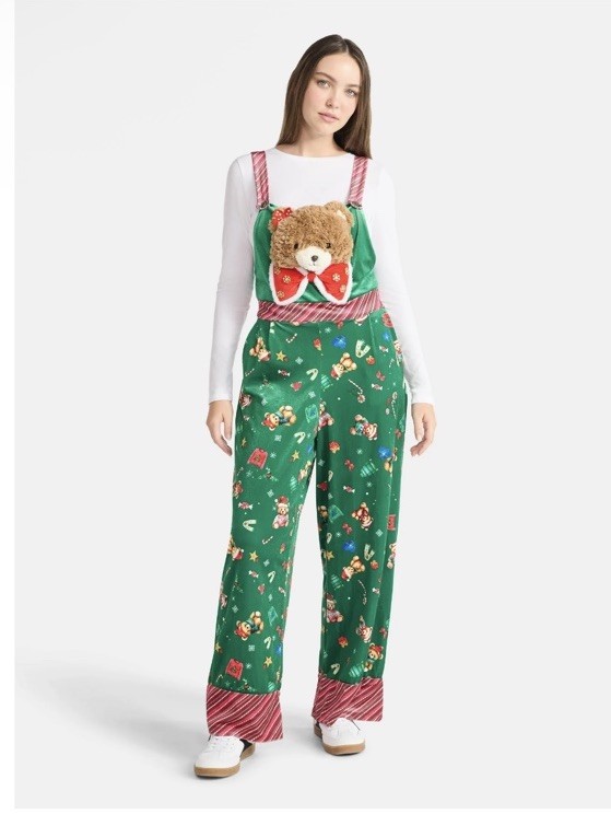 No Boundaries Women’s Size XXL 20 Green Velour Teddy Bear Christmas Jumpsuit