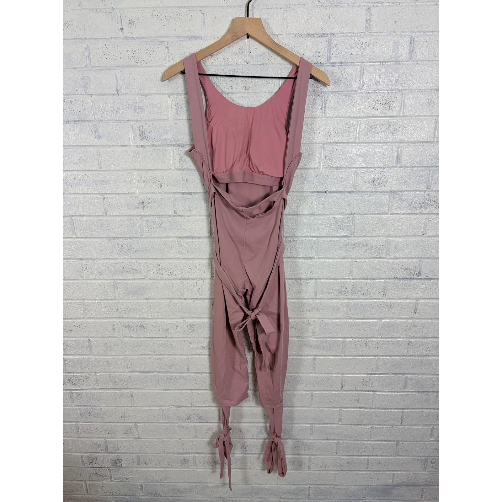 Jumpsuit Womens M Mauve Sleeveless Wrap Waist Ankle Tie Tapered Leg Stretch