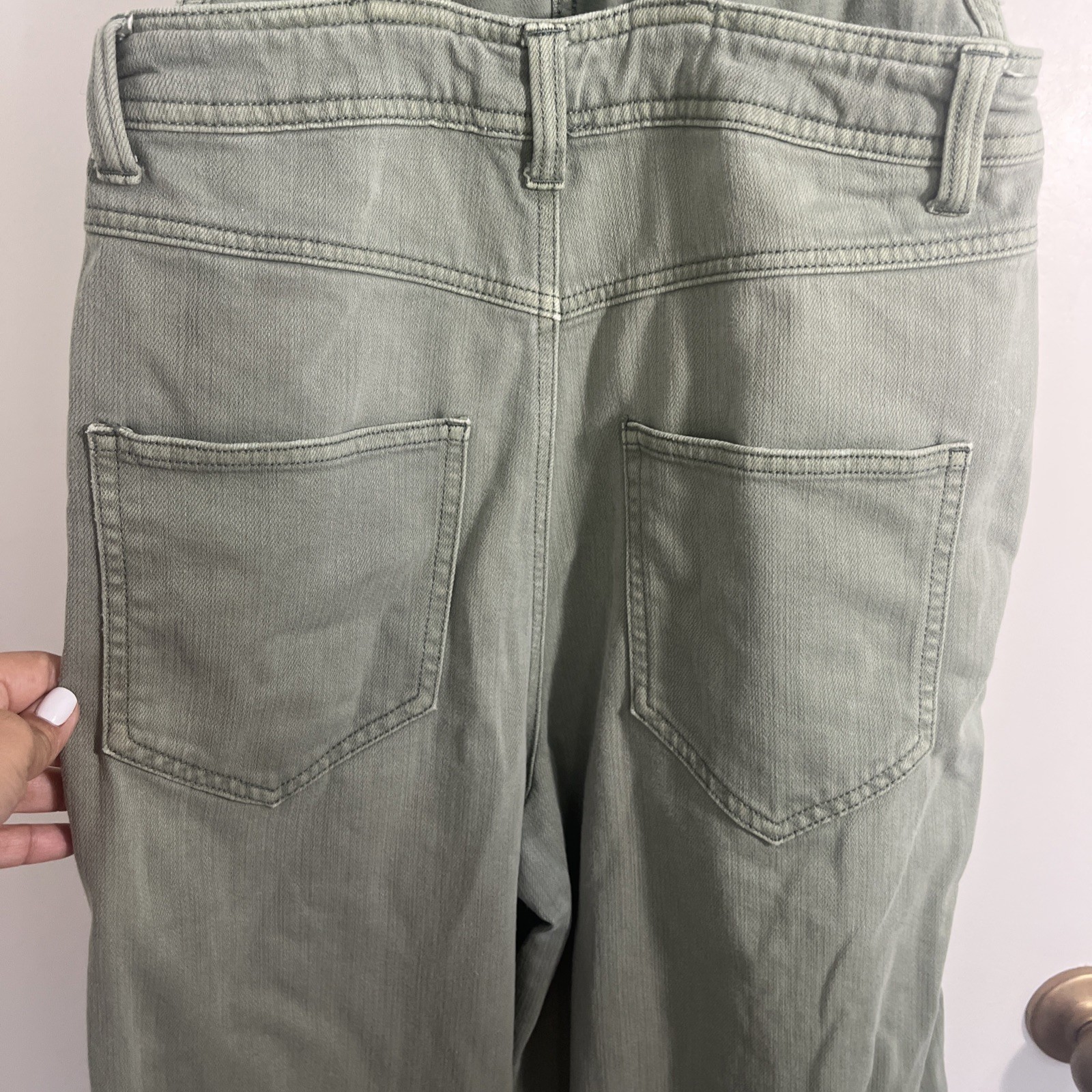 Aerie Green Cotton Overalls Sz XS/TP Jumpsuit Straight Leg Boho Women’s Garden