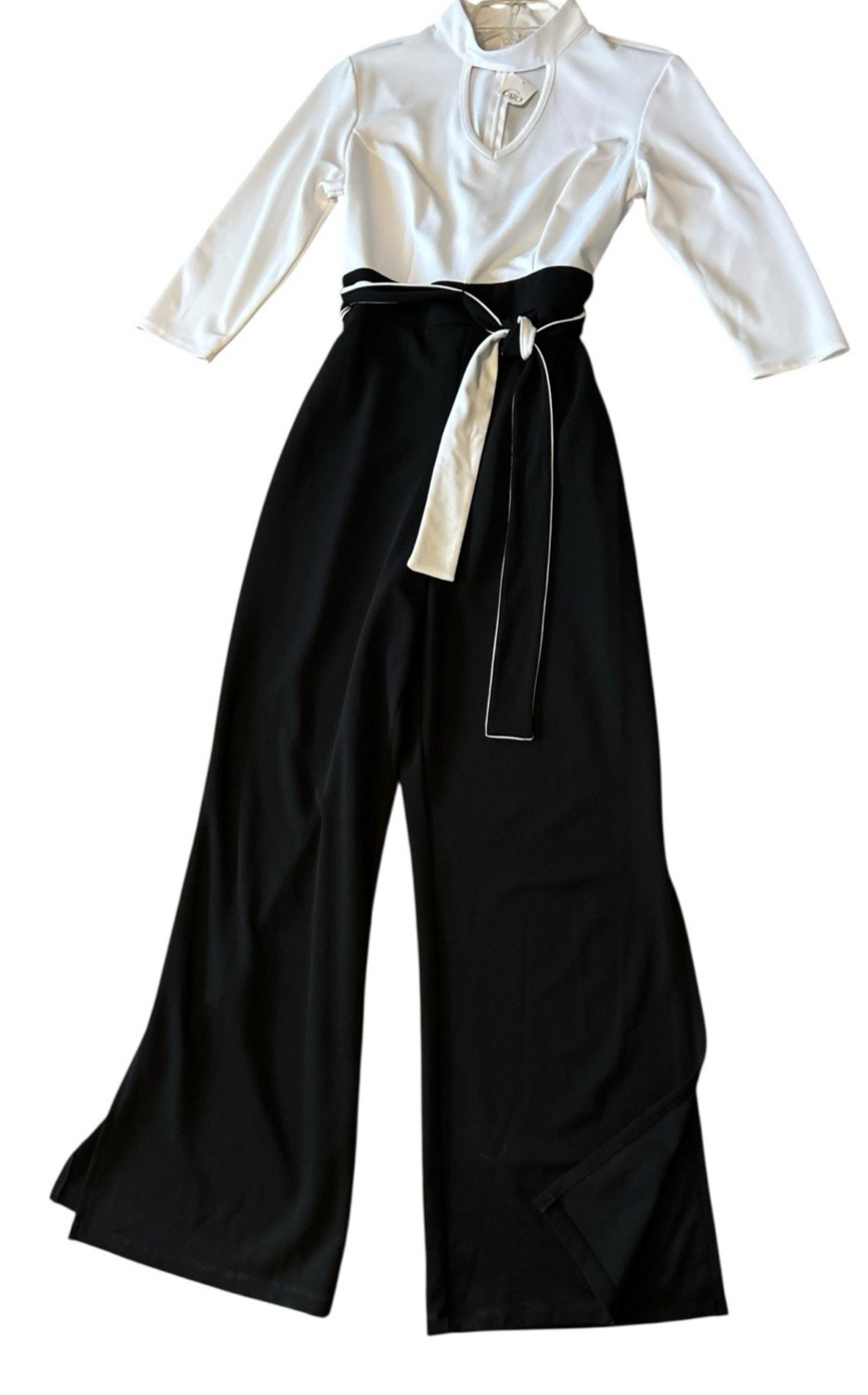 Cato Size 10 NWT Black White Mystic Moon Jumpsuit 3/4 Sleeve Knit