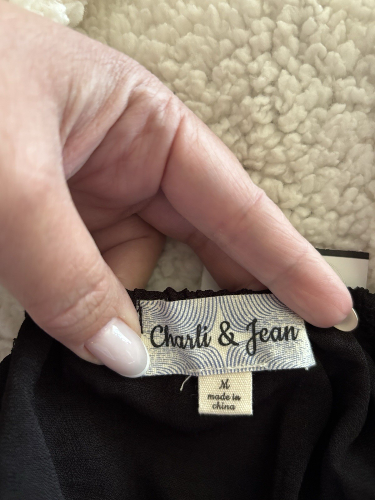 Charli & Jean Black Off Shoulder Wide Leg Jumpsuit Puff Sleeve Women’s M NWT