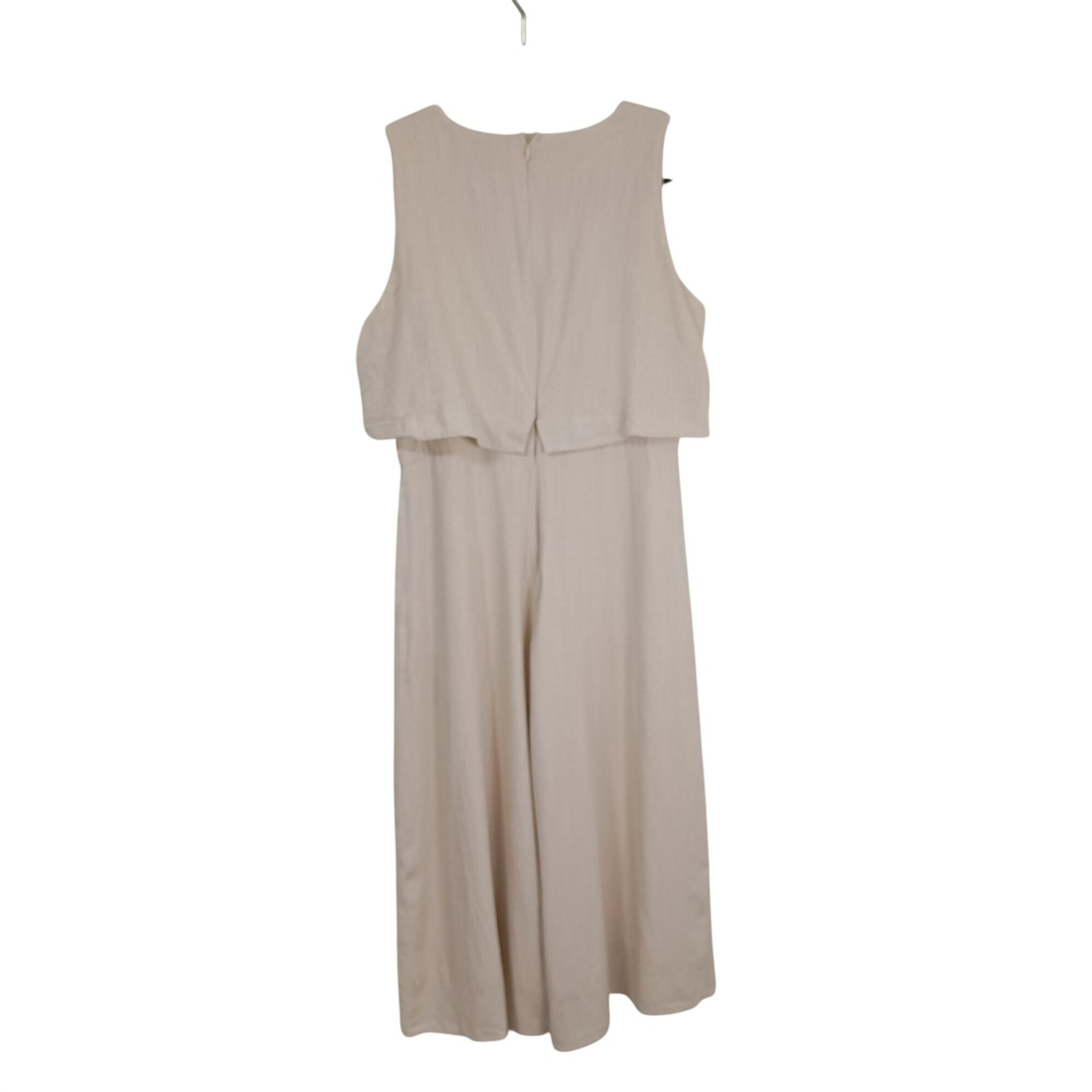 MVN The Label Jumpsuit Beige Sz M Linen Blend Relaxed Fit Lightweight Fabric