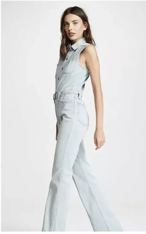 Current/Elliot Zenith Sleeveless Bootcut Denim Jumpsuit, Size 8