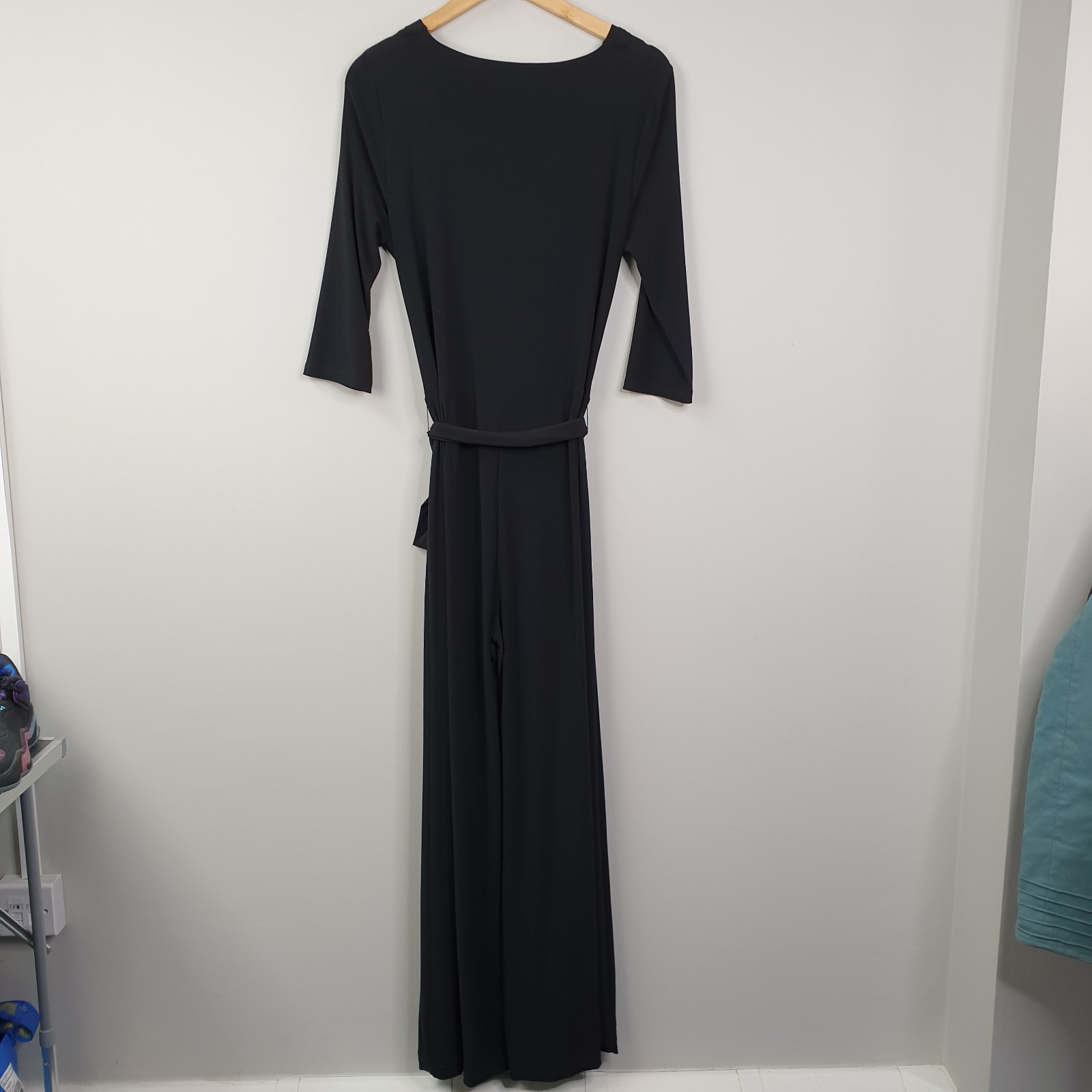 Phase Eight Jumpsuit Womens UK 14 Black Wide Leg Draped Bodice Smart Occasion
