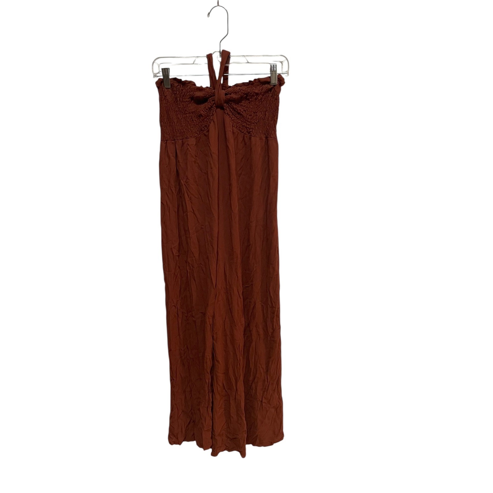 Timing Terracotta Smocked Halter Wide Leg Jumpsuit Womens Size Medium