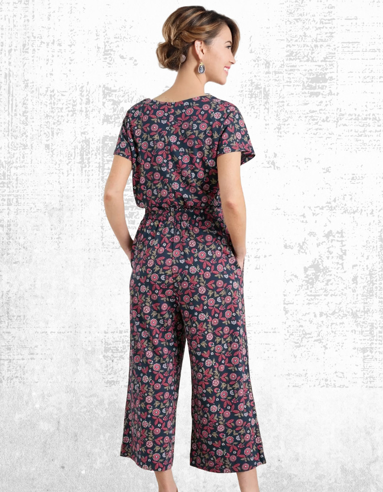 Womens Seasalt Wide Leg Jumpsuits in Floral Mosaic Coast Navy (A Bit Defect)