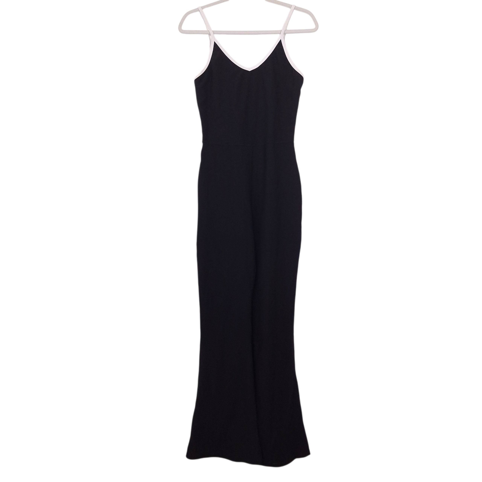 Wilo the Label womens L ribbed flare jumpsuit one piece workout athleisure black