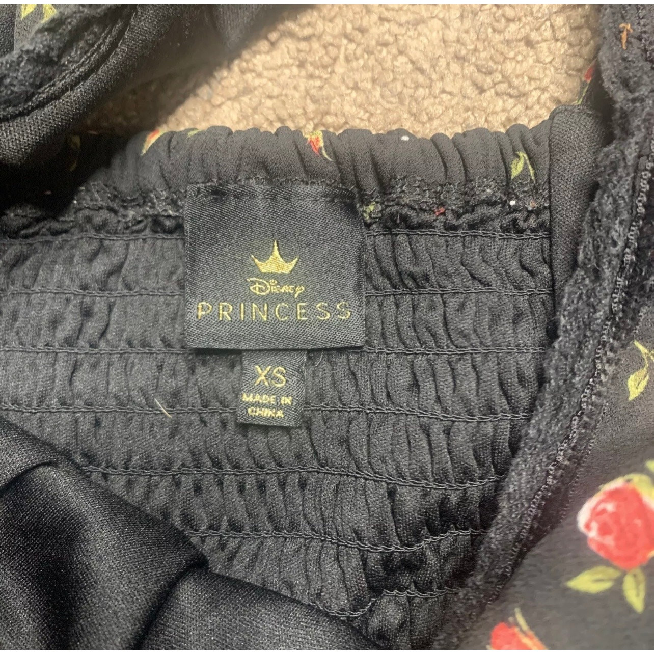 Womens Disney Princess Romper, XS, Black /Roses, Belle Beauty & the Beast