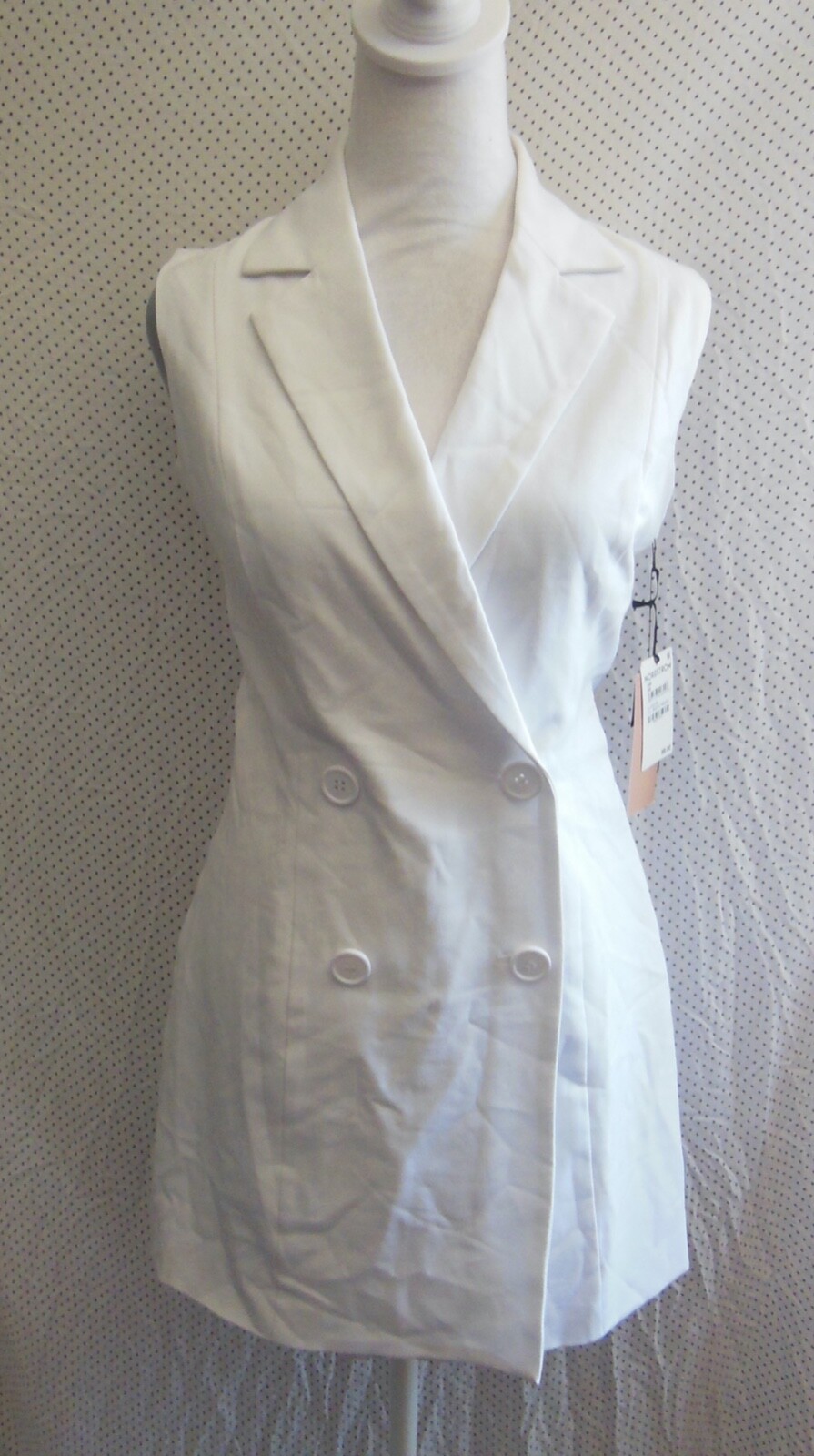 NEW HALOGEN White SLEEVELESS Blazer BUTTON FRONT Short LAYERED ROMPER XXS