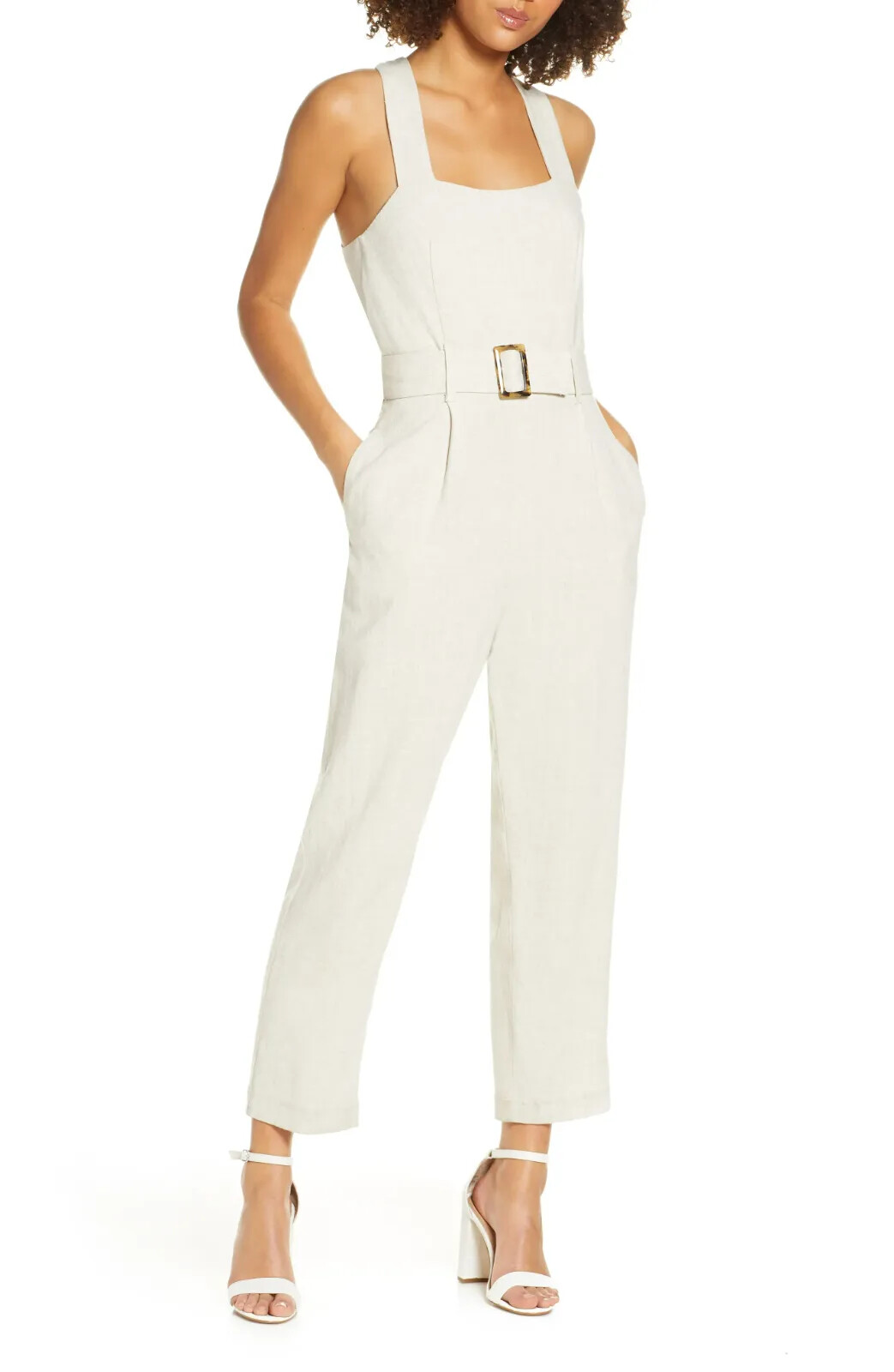 Willow Johnson Belted Jumpsuit, Size Small in Sand 4/15