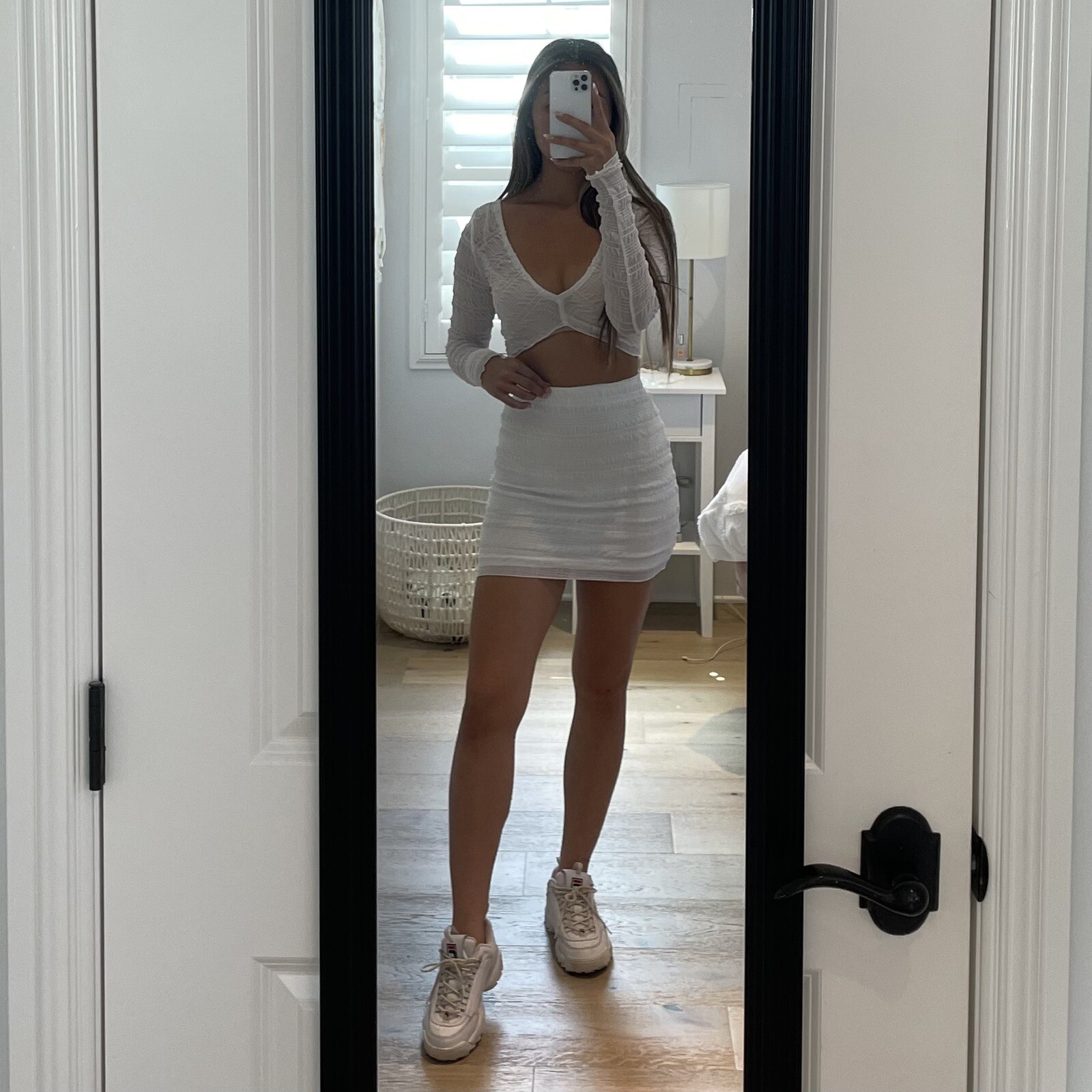 Princess Polly Elsa Long Sleeve Mini Skirt Set – White