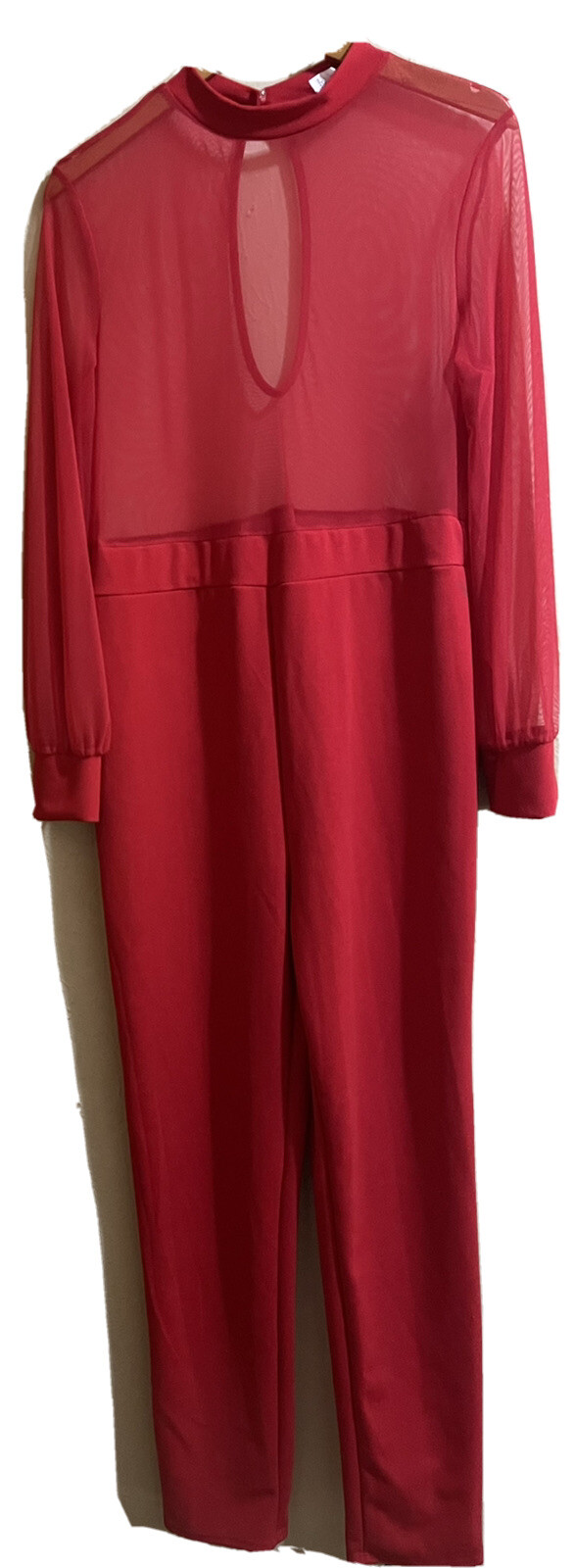 Karen-T Design Red Long – Sleeve Jump Suit Sz 1X