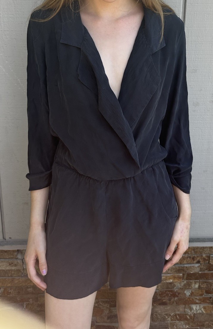 Dolce Vita Black Long Sleeve Shorts Romper Size Xs Sheer Back