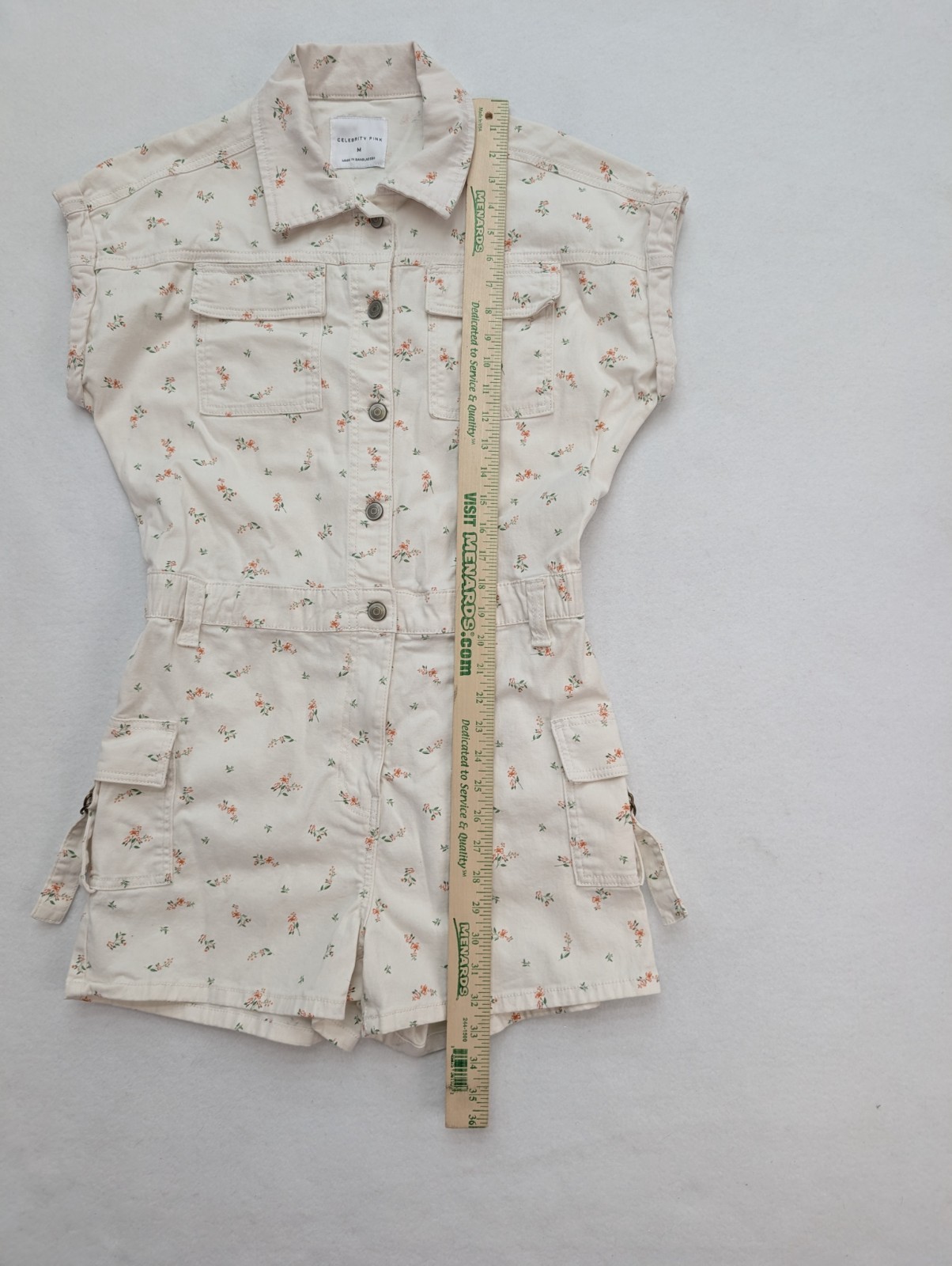 Celebrity Pink Women’s Romper Size M White Floral Print Bohemian Cottage Core