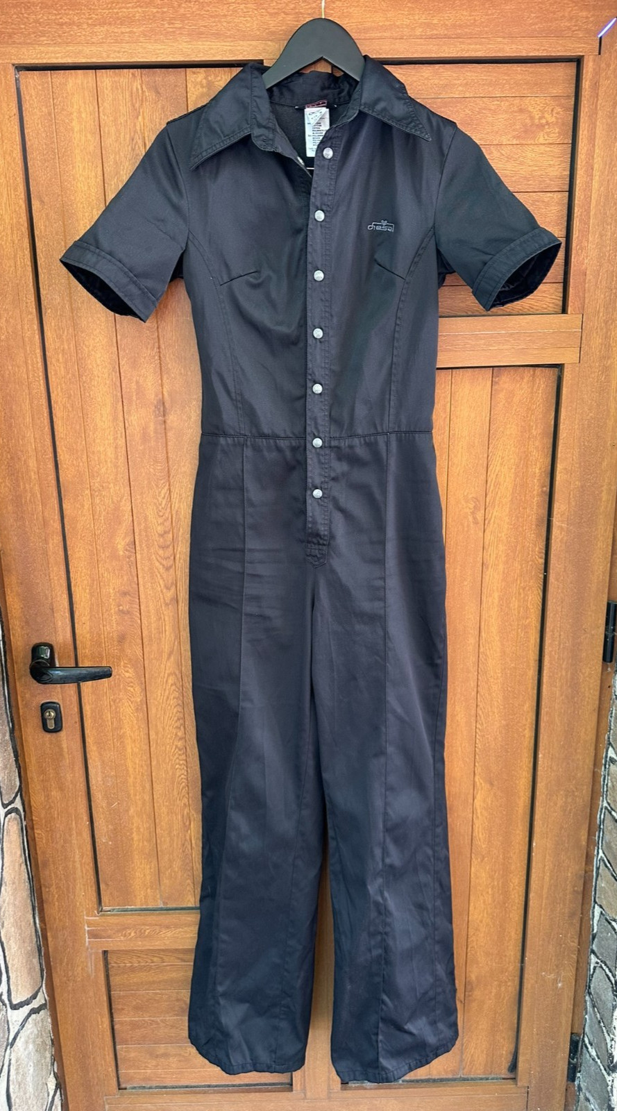 Diesel Vintage Black Womens Jumpsuit with Embroidered Logo, Size M
