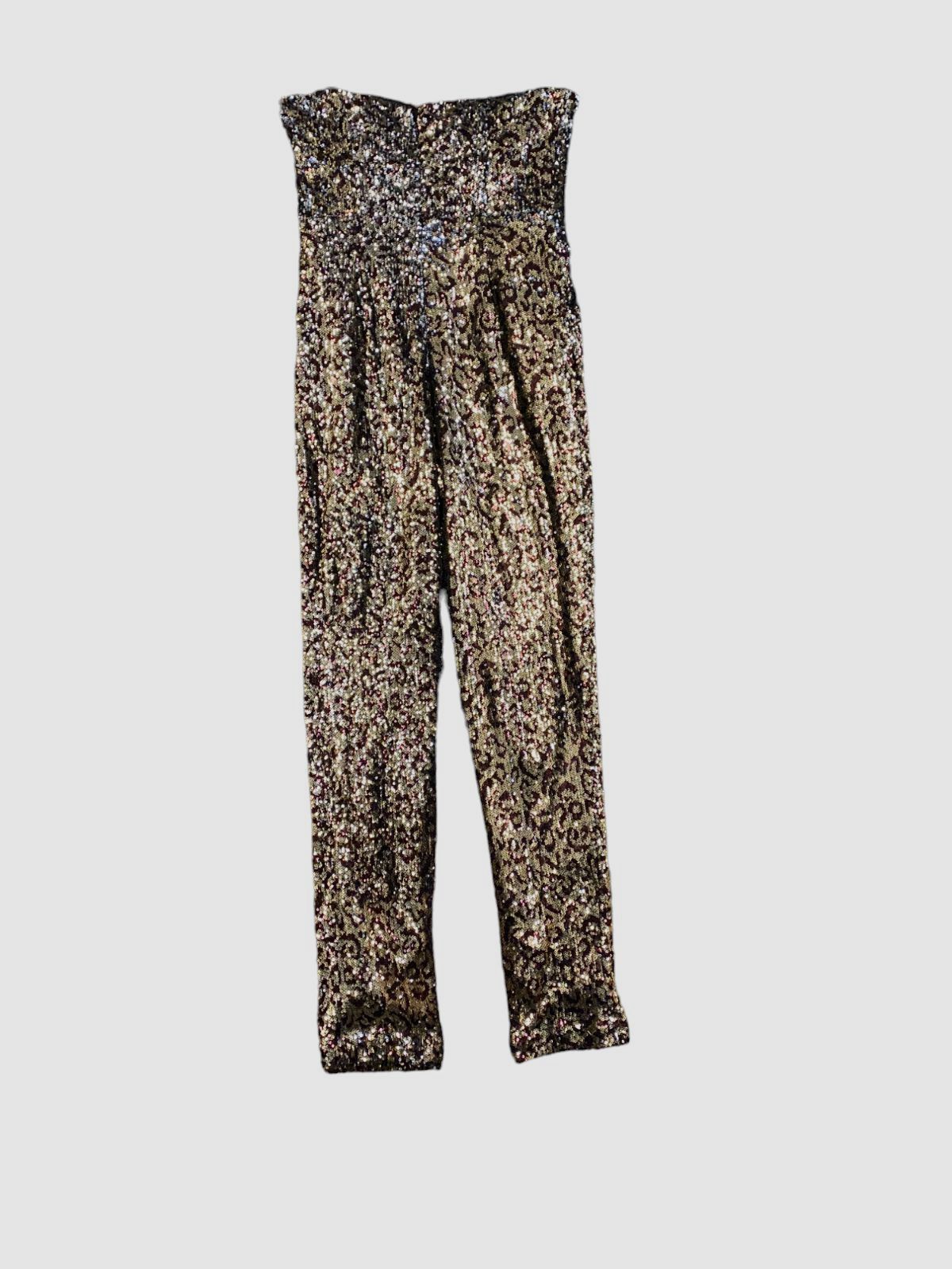 $425 Milly Women’s Gold Strapless Sequin Sweetheart Jes Leopard Jumpsuit Size 6