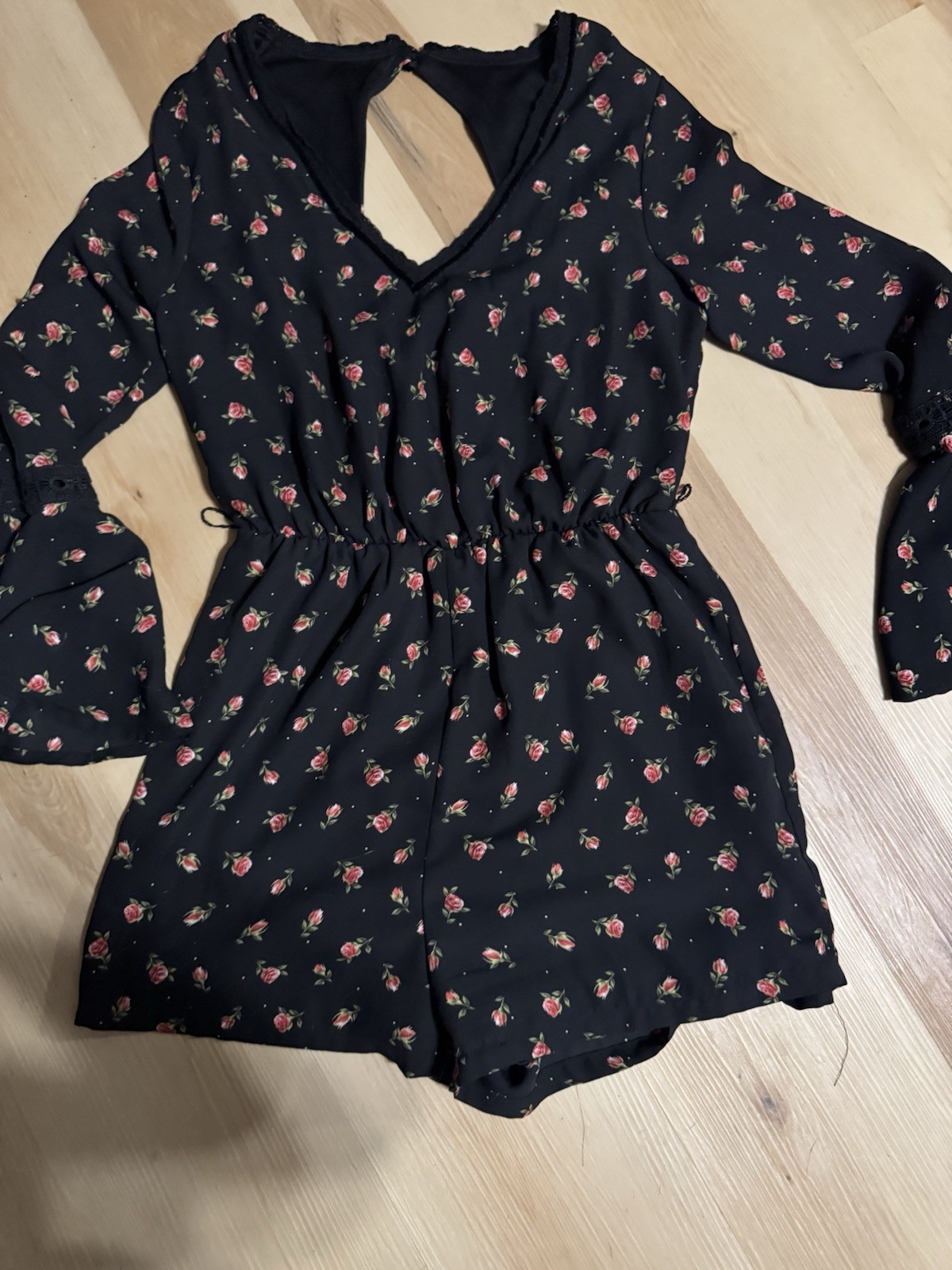 Womens Disney Princess Romper, Small, Black /Roses, Belle Beauty & the Beast