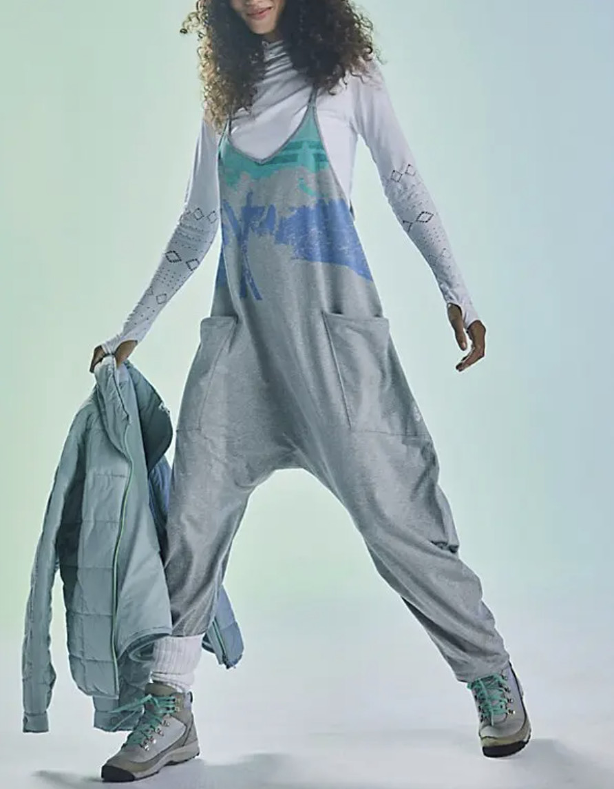 Free People – Movement – Ski Graphic Grey Combo – Hot Shot Jumpsuit Sz M